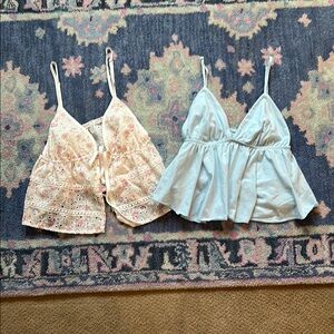Set of Two Small Babydoll Tops - Pink and Light Blue